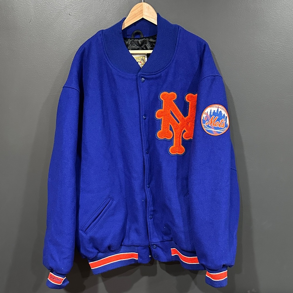 Mitchell & Ness Royal Blue and Orange Mets Varsity Bomber Jacket